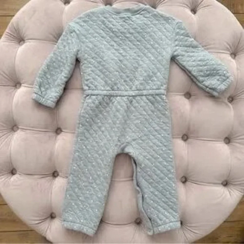 Carter's Light Gray Quilted One-Piece and Hooded Cardigan Set